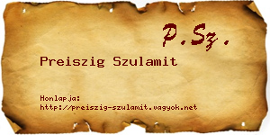 Preiszig Szulamit névjegykártya